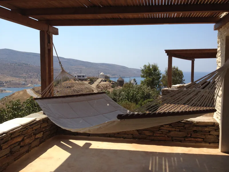 Hammock on the terrace overlooking Koundouros bay